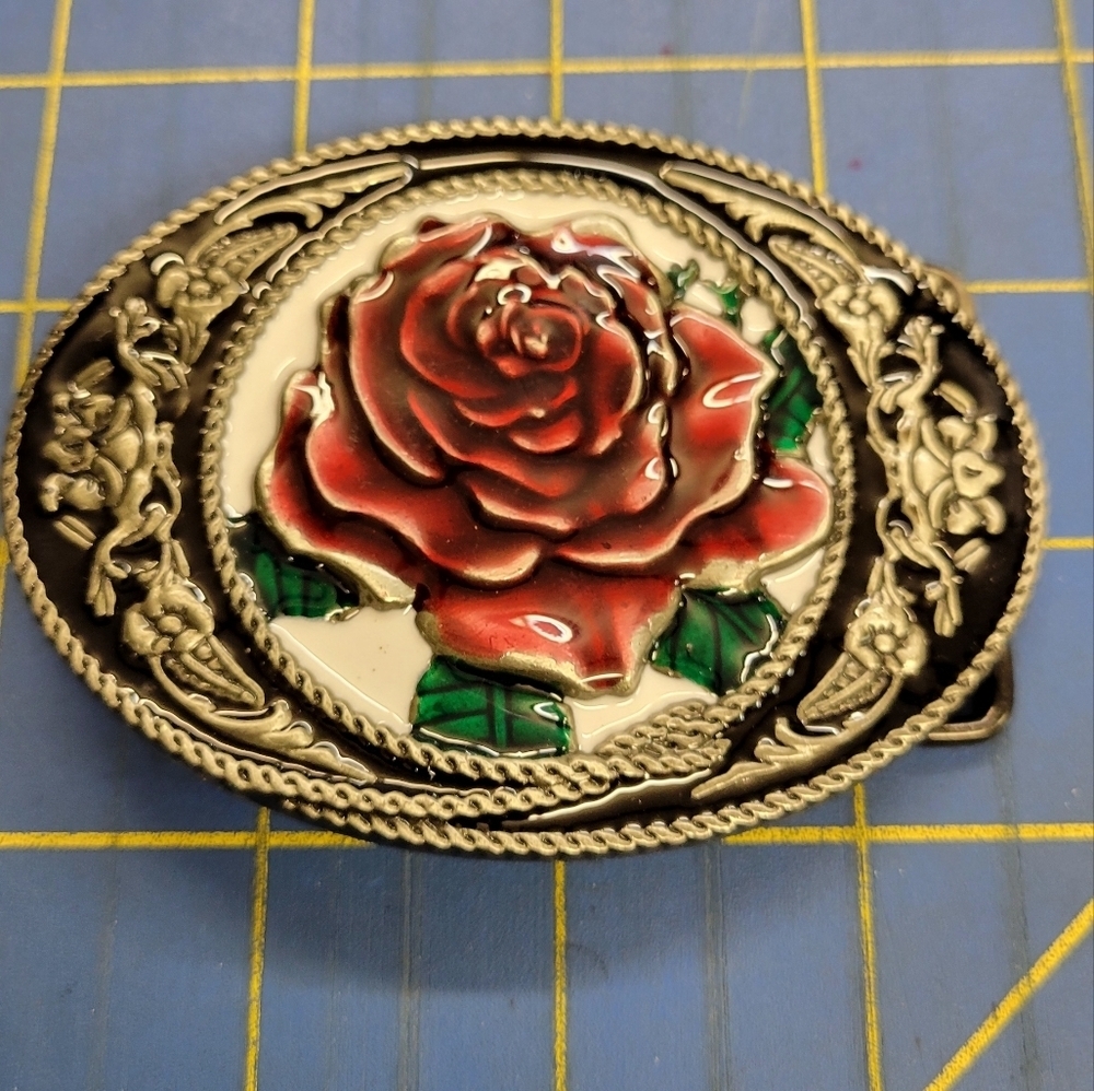 Western Buckle Rodeo Cowboy Belt Unisex Brand New Rose Silver Tone